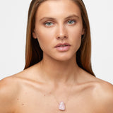 Crystalline Rose Quartz Diamond Bar Necklace