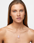 Crystalline Rose Quartz Diamond Gold Bar Necklace