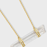 Crystalline Crystal Quartz Double Diamond Bar Necklace