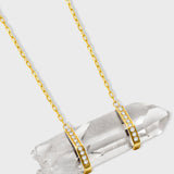 Crystalline Large Crystal Quartz Double Diamond Bar Necklace