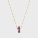 Crystalline Veracruz Amethyst Black Diamond Bar Necklace