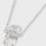 Crystalline Crystal Quartz Gold Bar Necklace