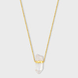 Crystalline Crystal Quartz Gold Bar Necklace