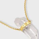 Crystalline Crystal Quartz Gold Bar Necklace