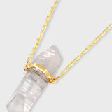 Crystalline Crystal Quartz Gold Bar Necklace