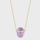 Crystalline Lavender Quartz Gold Bar Necklace