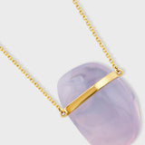 Crystalline Lavender Quartz Gold Bar Necklace