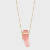 Crystalline Rose Quartz Gold Bar Necklace