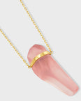 Crystalline Rose Quartz Gold Bar Necklace