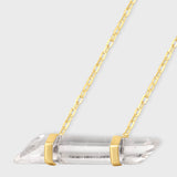 Crystalline Crystal Quartz Double Gold Bar Necklace