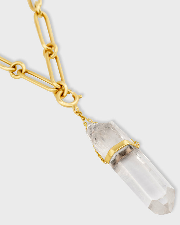 Crystalline Large Chain Link Large Crystal Quartz Talisman Necklace