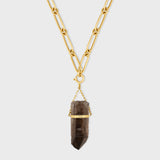 Crystalline Large Chain Link Large Smoky Quartz Talisman Necklace