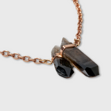 Crystalline Smoky Quartz Twin Crystal Cable Necklace