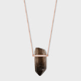 Crystalline Smoky Quartz Diamond Bar Necklace