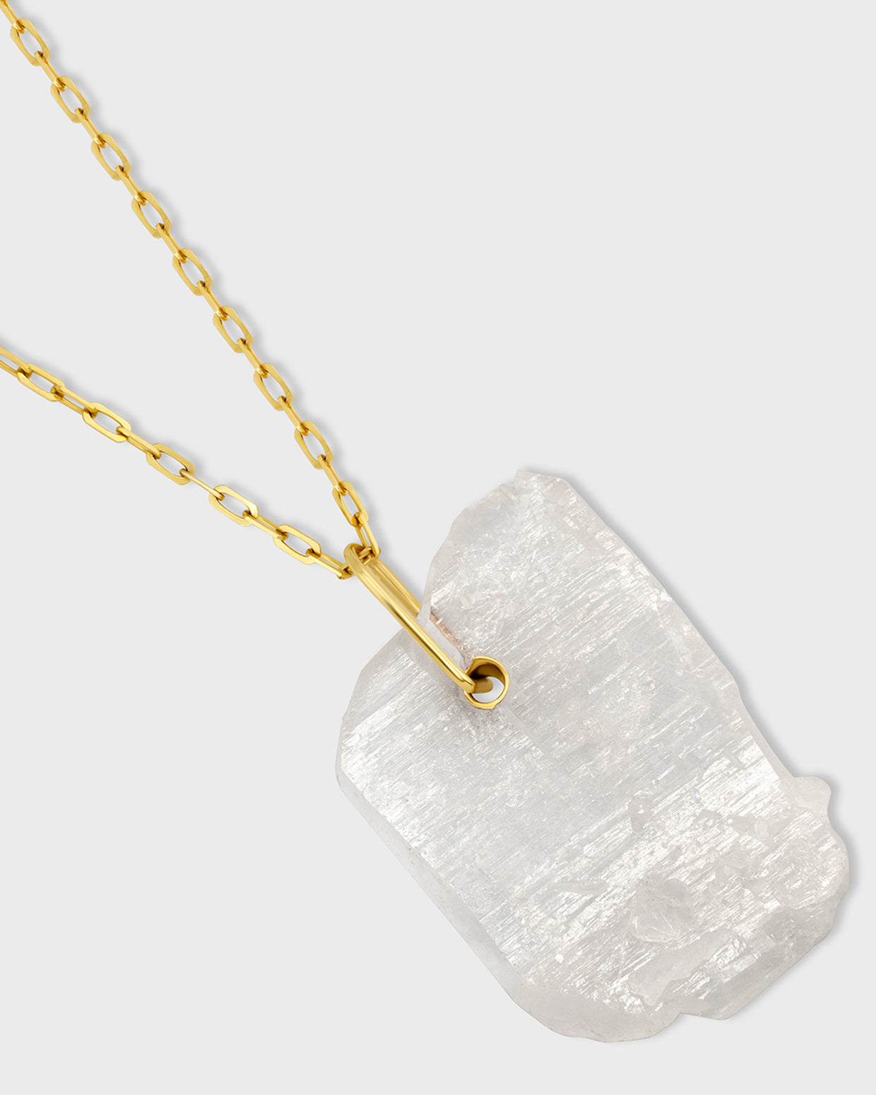 Crystalline Tag Crystal Quartz on Thin Chain Necklace