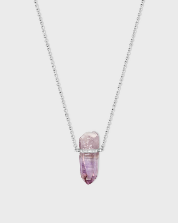 Crystalline Veracruz Amethyst Diamond Bar Necklace