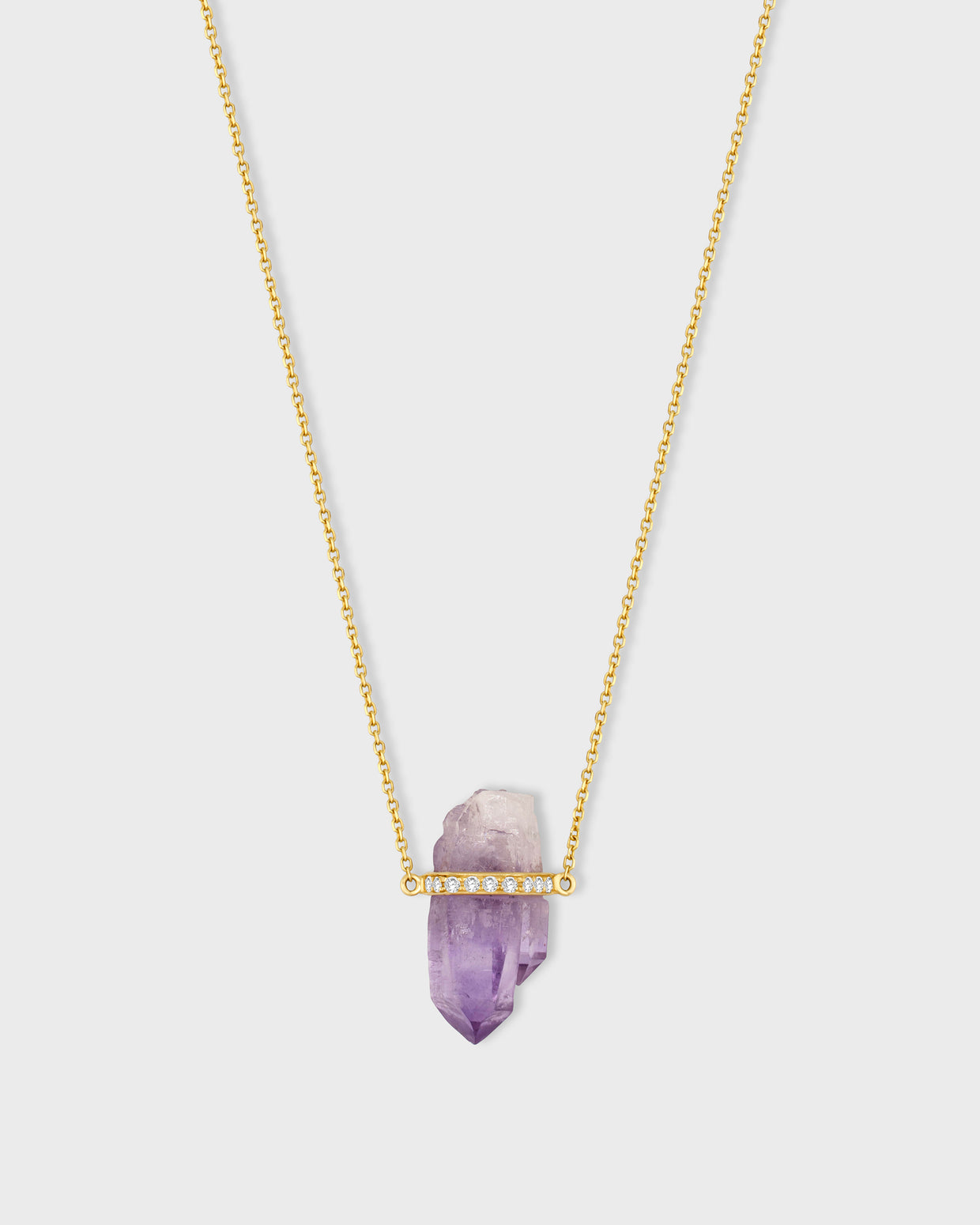 Crystalline Veracruz Amethyst Diamond Bar Necklace