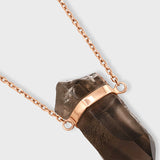 Crystalline Smoky Quartz Gold Bar Necklace