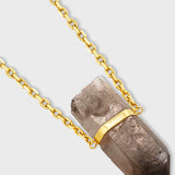 Crystalline Smoky Quartz Gold Bar Necklace