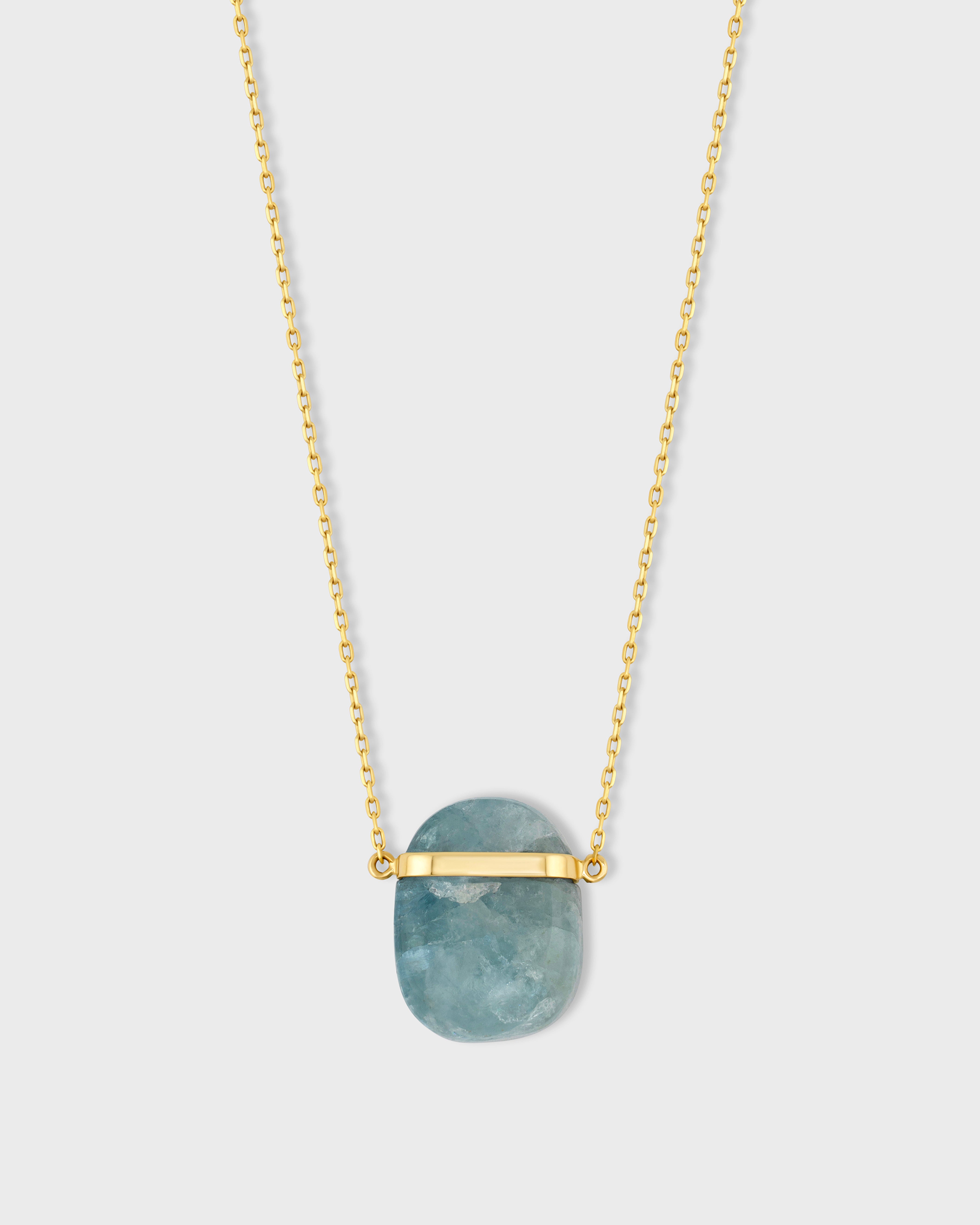 Crystalline Aquamarine Gold Bar Necklace