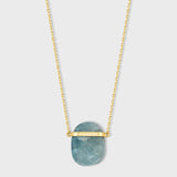 Crystalline Aquamarine Gold Bar Necklace