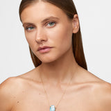 Crystalline Aquamarine Gold Bar Necklace