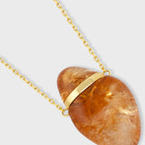 Crystalline Citrine Gold Bar Necklace