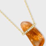 Crystalline Citrine Diamond Bar Necklace