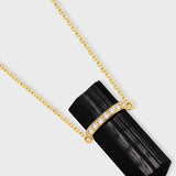 Crystalline Black Tourmaline Diamond Bar Necklace