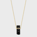 Crystalline Black Tourmaline Diamond Bar Necklace