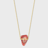 Crystalline Rhodochrosite Gold Bar Necklace