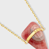 Crystalline Rhodochrosite Gold Bar Necklace