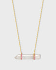 Crystalline Crystal Quartz Pink Sapphire Double Bar Necklace
