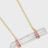 Crystalline Crystal Quartz Pink Sapphire Double Bar Necklace