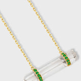 Crystalline Crystal Quartz Emerald Double Bar Necklace