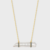 Crystalline Crystal Quartz Sapphire Double Bar Necklace