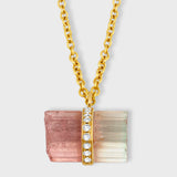 Crystalline Bicolor Tourmaline Diamond Charm Necklace