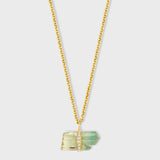 Crystalline Green Tourmaline Diamond Center Bar Charm Necklace