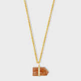 Crystalline Orange Topaz Diamond Center Bar Charm Necklace