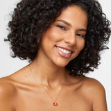 Crystalline Orange Topaz Diamond Charm Necklace