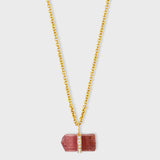 Crystalline Pink Tourmaline Diamond Charm Necklace