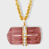 Crystalline Pink Tourmaline Diamond Charm Necklace