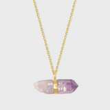 Crystalline Veracruz Amethyst Gold Center Bar Charm Necklace