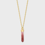 Crystalline Pink Tourmaline Gold Cap Charm Necklace