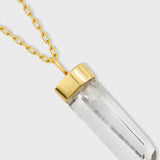 Crystalline Crystal Quartz Gold Cap Charm Necklace