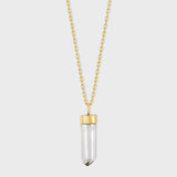 Crystalline Crystal Quartz Gold Cap Charm Necklace