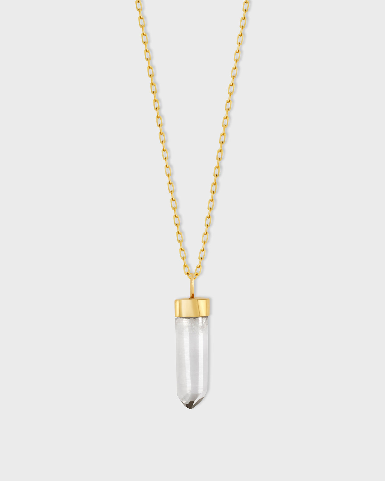 Crystalline Crystal Quartz Gold Cap Charm Necklace