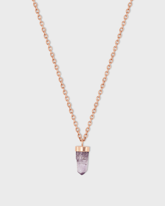 Crystalline Veracruz Amethyst Rose Gold Cap Charm Necklace