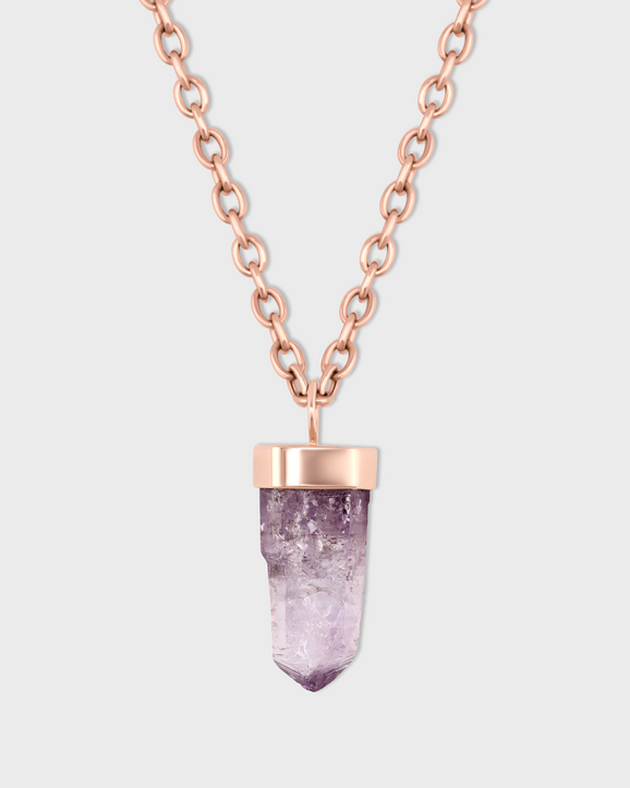 Crystalline Veracruz Amethyst Rose Gold Cap Charm Necklace