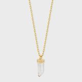 Crystalline Crystal Quartz Diamond Cap Charm Necklace